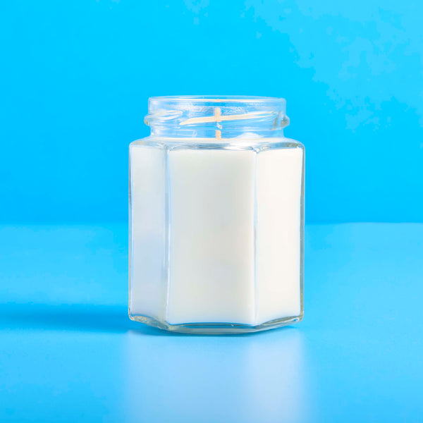 6.5 oz Glass Hexagon Candle Jar lifestyle product image - Zoom Media 2