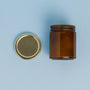 9 oz. Amber Straight Sided Jars with Gold Lids