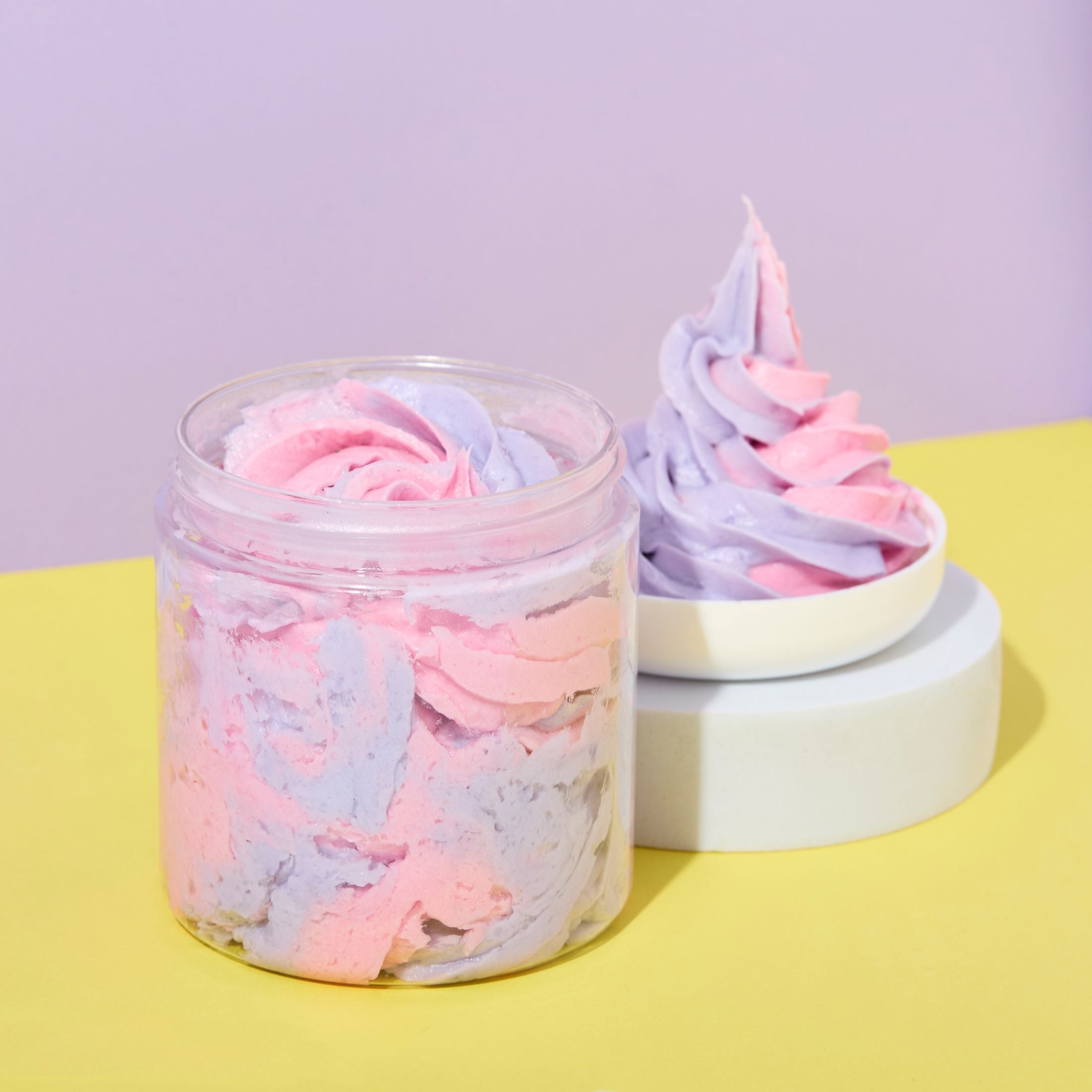 Pink and Purple Whipped Soap in a Jar